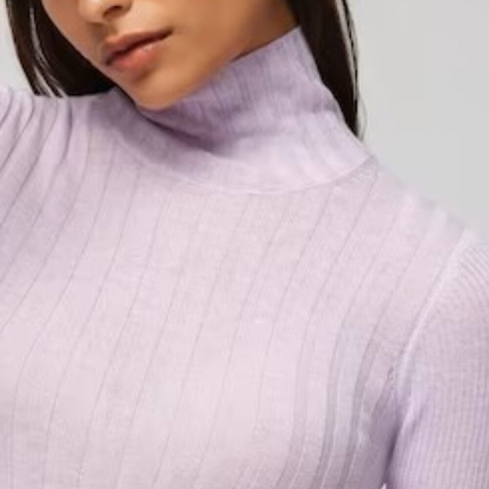 WHITE HOUSE BLACK MARKET LONG SLEEVE CASHMERE BLEND MOCKNECK SWEATER NEW LILAC - Picture 4 of 9